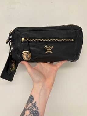 Salad Black Leather Baguette Bag with  Accessories and Original Care Card